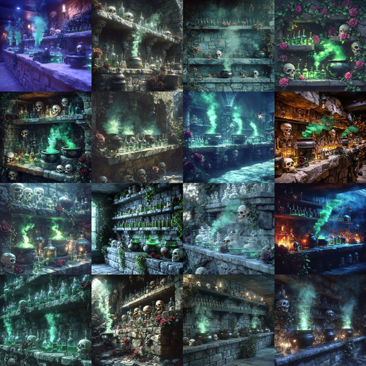 School of magic digital backdrops, fantasy wizard overlays, magical PNG backgrounds for photography, cosplay portraits, green screen use
