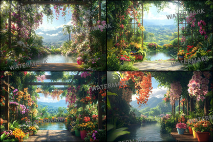 Orchid Garden Digital Backdrop, Botanical Photography Background, Floral Photo Prop High-Res Image, Wedding, Portrait
