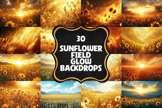Warm Aesthetic Sunflower Field Glow Backdrops for Photographers  Designers - 00x00px PNGs Commercial Use Allowed