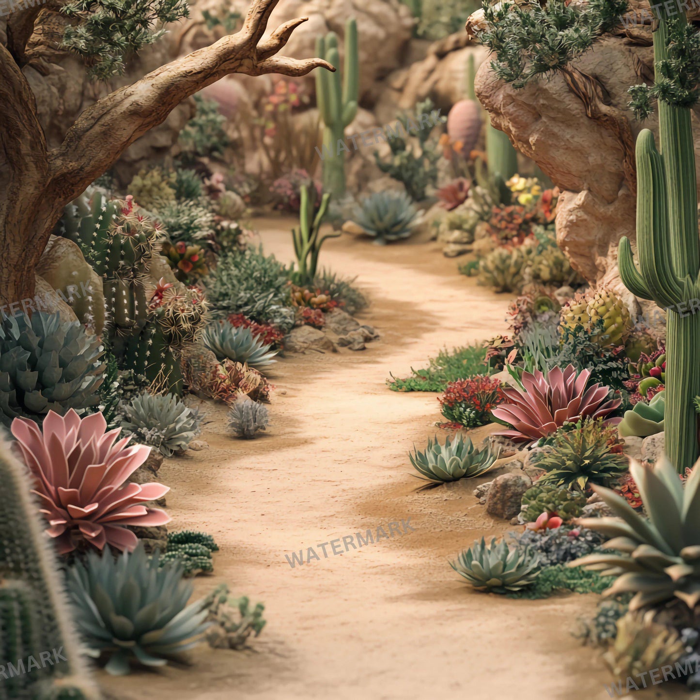 Desert Botanical Backdrops - Photography Backdrops, Portraits, Product Photography - Cactus Gardens, Desert Landscapes, and Botanical Scenes