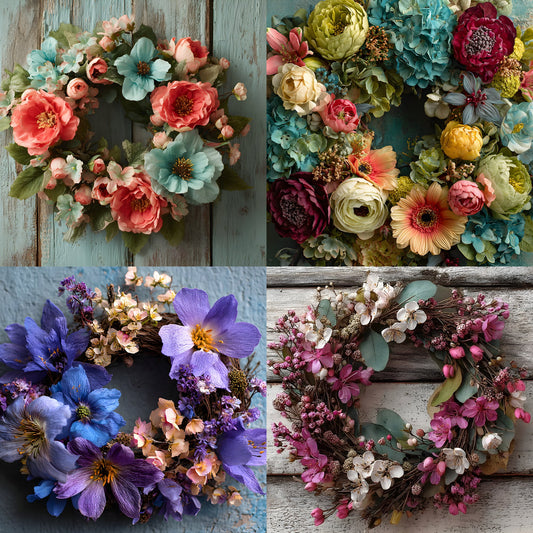 Newborn Digital Backdrop Floral Wreath, Baby Photography Background, Photo Prop, Infant Composite, Flower Circle, Fine Art Portrait Template