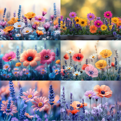 Wildflower Meadow Digital Backdrop, Whimsical Photography Backgrounds, Floral Photo Overlays, Spring Scene, Dreamy Portrait1449