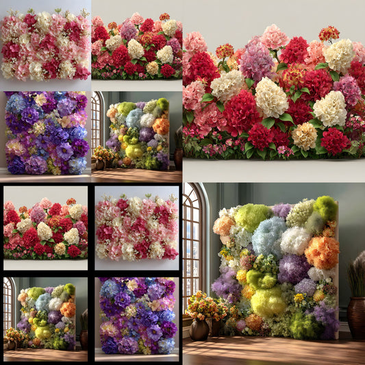 Hydrangea Flower Wall Digital Backdrop, Colorful Floral Photography Background for Spring, Photo Booth Prop, Wedding Portrait, Newborn Photoshoot