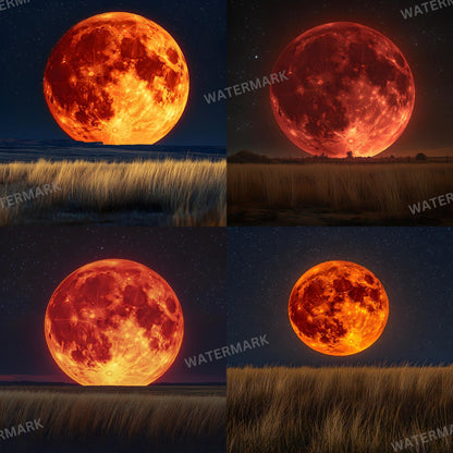 Giant Blood Moon Backdrops - Eerie and Spooky Photography Backgrounds - Halloween, Horror & Fantasy, Celestial Background, Moon Wallpaper