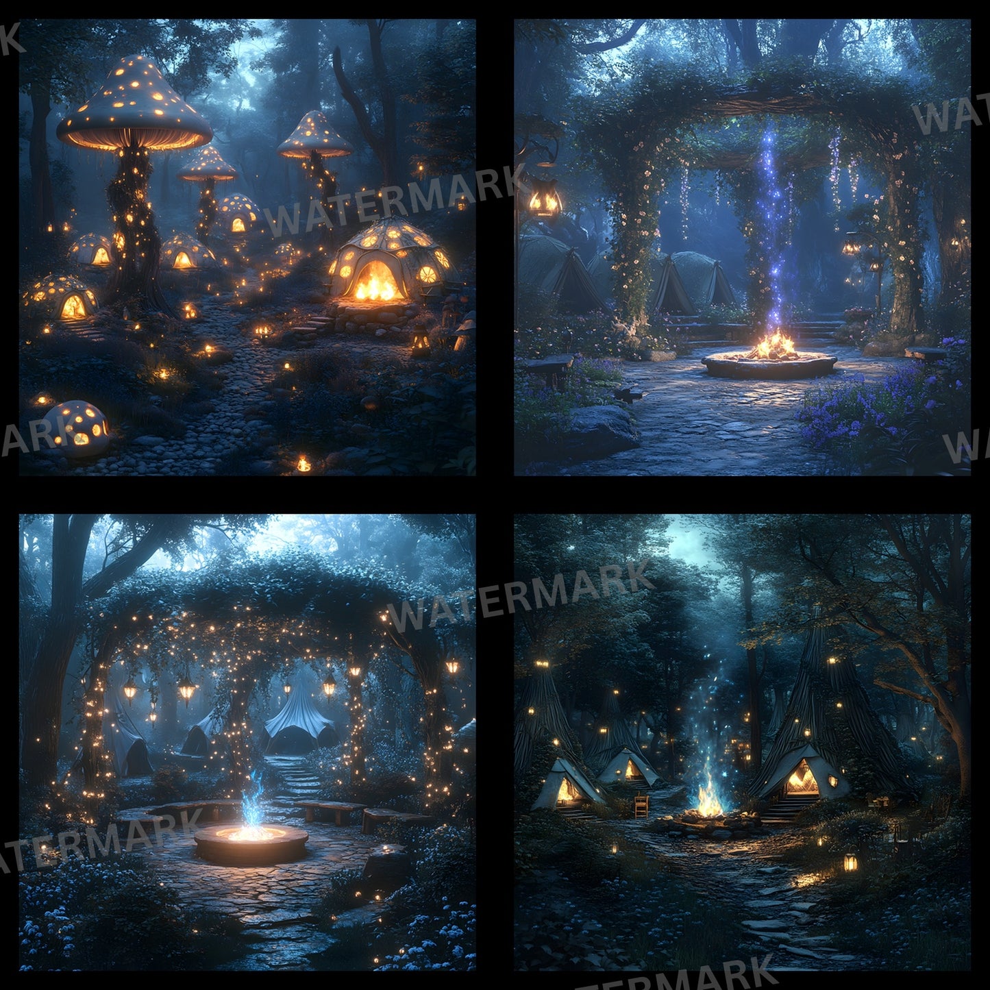 Woodland Elf Digital Backdrop Set, Fantasy Forest Backgrounds for Photography, Magical Square Images for Storytelling, Enchanted Realm Photo Overlays