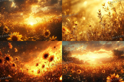 Warm Aesthetic Sunflower Field Glow Backdrops for Photographers  Designers - 00x00px PNGs Commercial Use Allowed