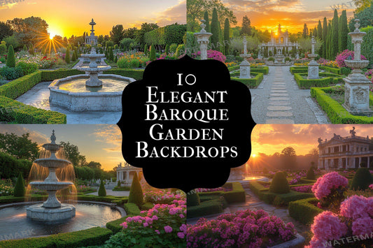Baroque Garden Digital Backdrop - Elegant Photography Background - Ornate Garden Overlay - Classic Photo Composites