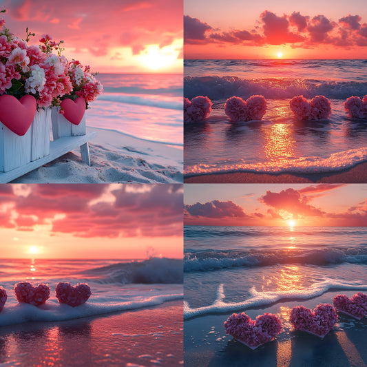 Sweethearts Sunset Golden Hour Photography Backdrop, Dreamy Digital Background for Romantic Portraits, Wedding & Newborn Photo Editing