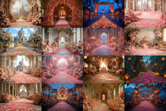 Fairytale Castle Backdrop: 6PNGs for Fantasy Wedding Photo Editing, Princess Photography Props, Dreamy Palace Digital Backdrops
