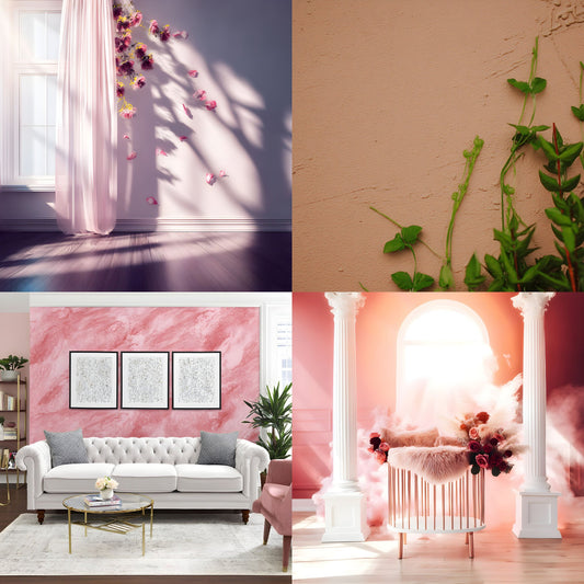 Pink Textured Wall Digital Backdrop, Soft Shadow Photography Background, Square Format for Etsy Shop, Product Photo, Food Blog, Social Media Images