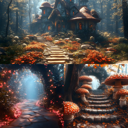 Alice in Wonderland Backdrop Set, Whimsical Digital Backgrounds for Photography, Fantasy Portrait Scenes, High-Res Wonderland Images