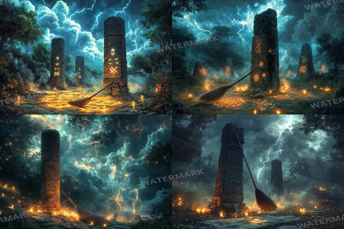 WITCH BROOMSTICK BACKDROPS - Digital Photo Editing Overlay - Warm Aesthetic for Artists  Photographers