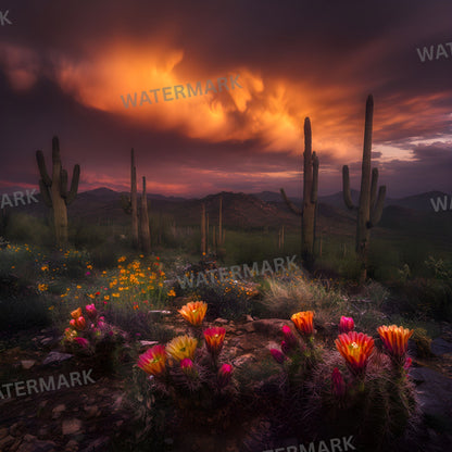 Arizona Desert Photography Backdrop, Southwestern Bloom Digital Background, Photo Booth Prop, Online Meeting Virtual Background