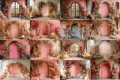 Pink Boho maternity digital backdrop room minimal arches backdrop maternity overlays, pink textures boho digital backdrop wedding studio