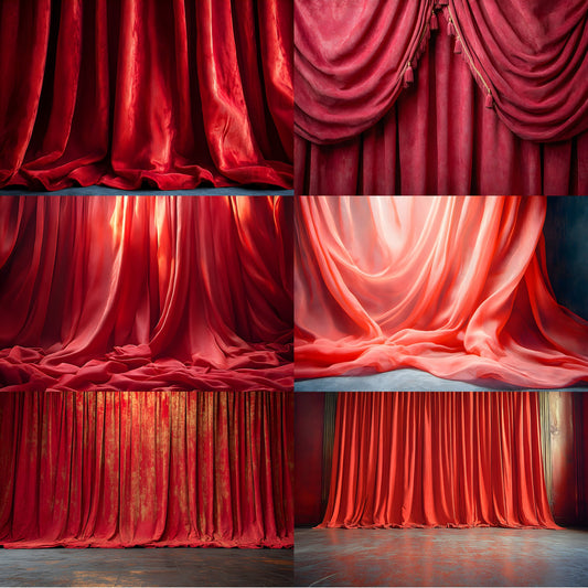 Vintage Red Curtain Backdrop Digital Download, 19s Style Photography Background, for Portrait Photoshoot, Retro Fabric Texture