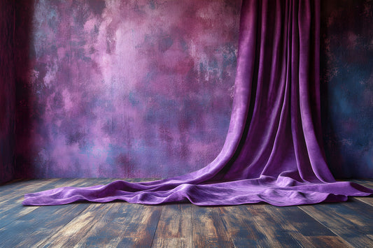 Purple 19s Vintage Curtain Digital Backdrop, Photography Background for Portrait, Retro Photo Booth Prop, Studio Art, Zoom Call