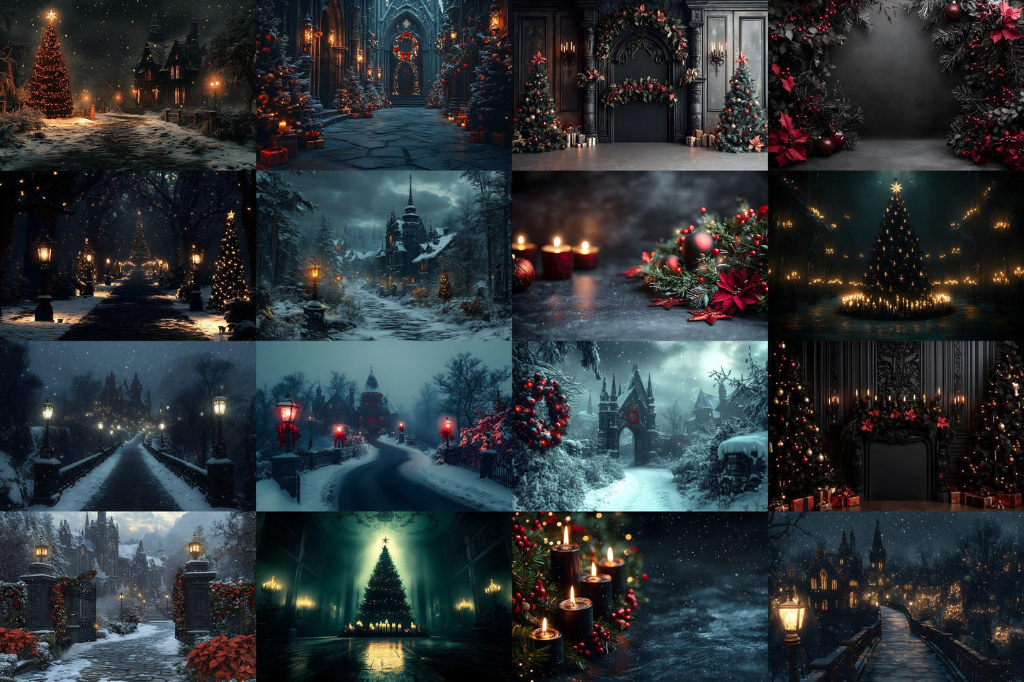 Gothic Christmas Backdrops, Black Christmas Backgrounds, Gothic Festive Dark Hue Xmas, Photography, Photoshop - Gothic Backdrops - 3:2