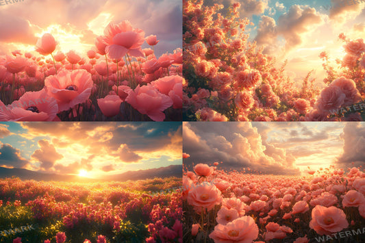 Fantasy Flower Fields Digital Backdrops for Vibrant, Whimsical, and Dreamy Photography