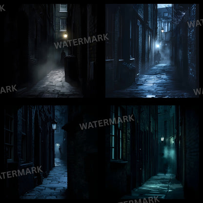 Sherlock Holmes Alley Digital Backdrop, Detective Scene Background, Moody Alleyway Photography Prop, Instant Download for Composites, Square Ratio
