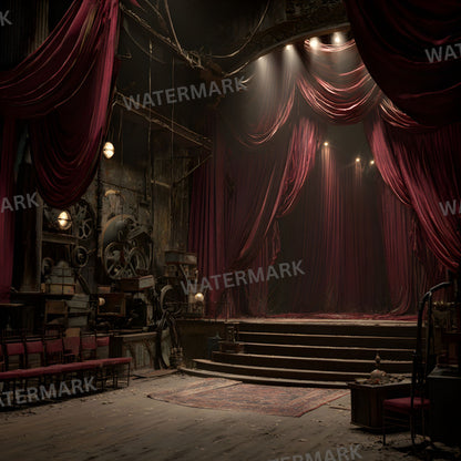 Abandoned Victorian Theater Digital Backdrop, Moody Interior Photography Background, Stage Set, Gothic Theater Design, Dark Academia Digital Art