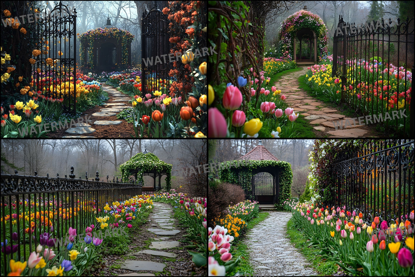 Wrought Iron Secret Garden Digital Backdrop, Fairytale Photography Background, Enchanted Garden Photo Background, Photography, Iron Gate Decor