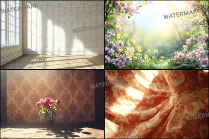 Vintage Sunlit Room Digital Backdrop, Wallpaper Photography Backgrounds, Cozy Interior Scene, High-Res Photo
