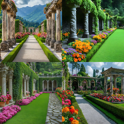 Baroque Garden Stone Columns Digital Backdrop, Photography Background Fantasy Photo Prop, Fine Art Photography