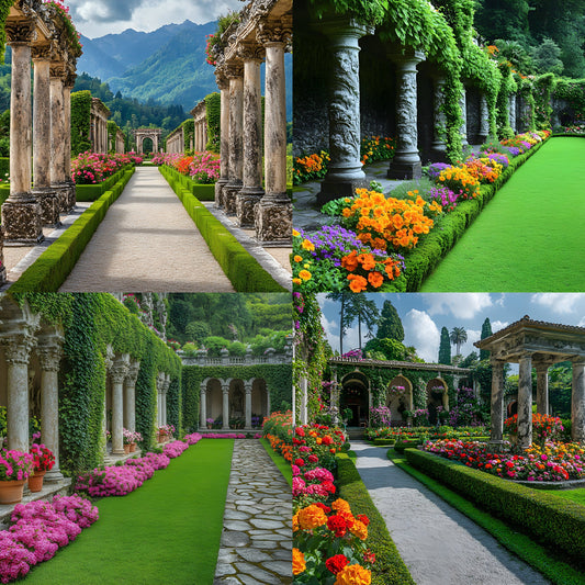 Baroque Garden Stone Columns Digital Backdrop, Photography Background Fantasy Photo Prop, Fine Art Photography
