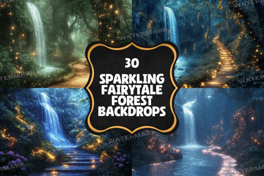 High-Resolution Sparkling Fairytale Forest Backdrops for Digital Art Photography - 00x00px PNGs - Perfect for Artists  Designers