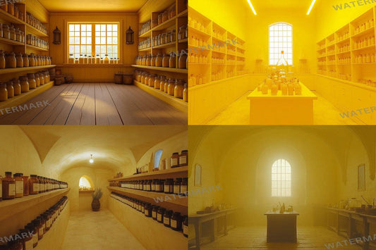 Yellow Witch's Apothecary Room Backdrops - Photography Backdrops - Photoshop - Backgrounds - Wizarding School - Witch Apothecary Backdrops