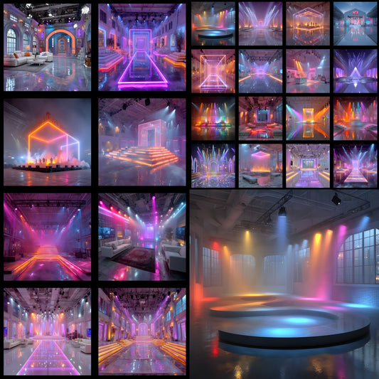 Neon K-Pop Party Backdrop, Show Stage Digital Background, Square Photography Prop, Idol Concert Photo Booth, Colorful Music Video Virtual Set