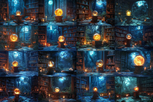Witch Crystal Ball Backdrop: 4PNGs for Mystical Fortune Teller Photos, Magical Halloween Decor, Occult Divination Digital Backdrops