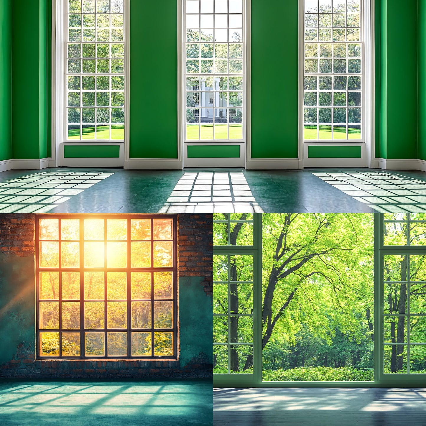 Royal Green Interior Digital Backdrop Collection, Photography Backgrounds, Elegant Home Photo Overlays, High-Resolution Images for Composites