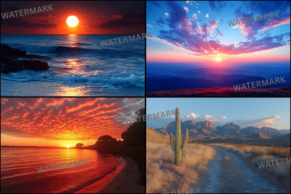 Sunset Photography Backdrop Bundle, Dreamy Sky Digital Backgrounds for Photographers, Golden Hour Photo Overlays, Ratios, High-Res Images