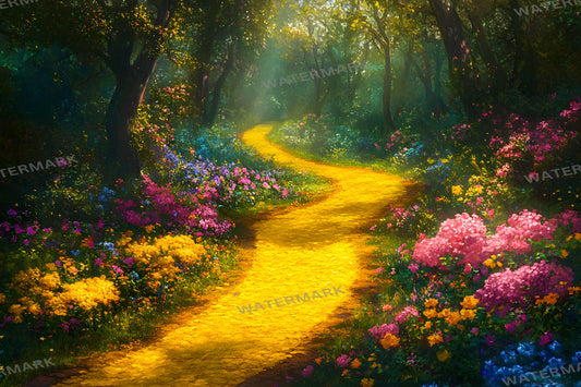Magical Yellow Brick Road Digital Backdrop - Fantasy Forest Photography - Oz Scene Overlays - Fairytale Photo Art
