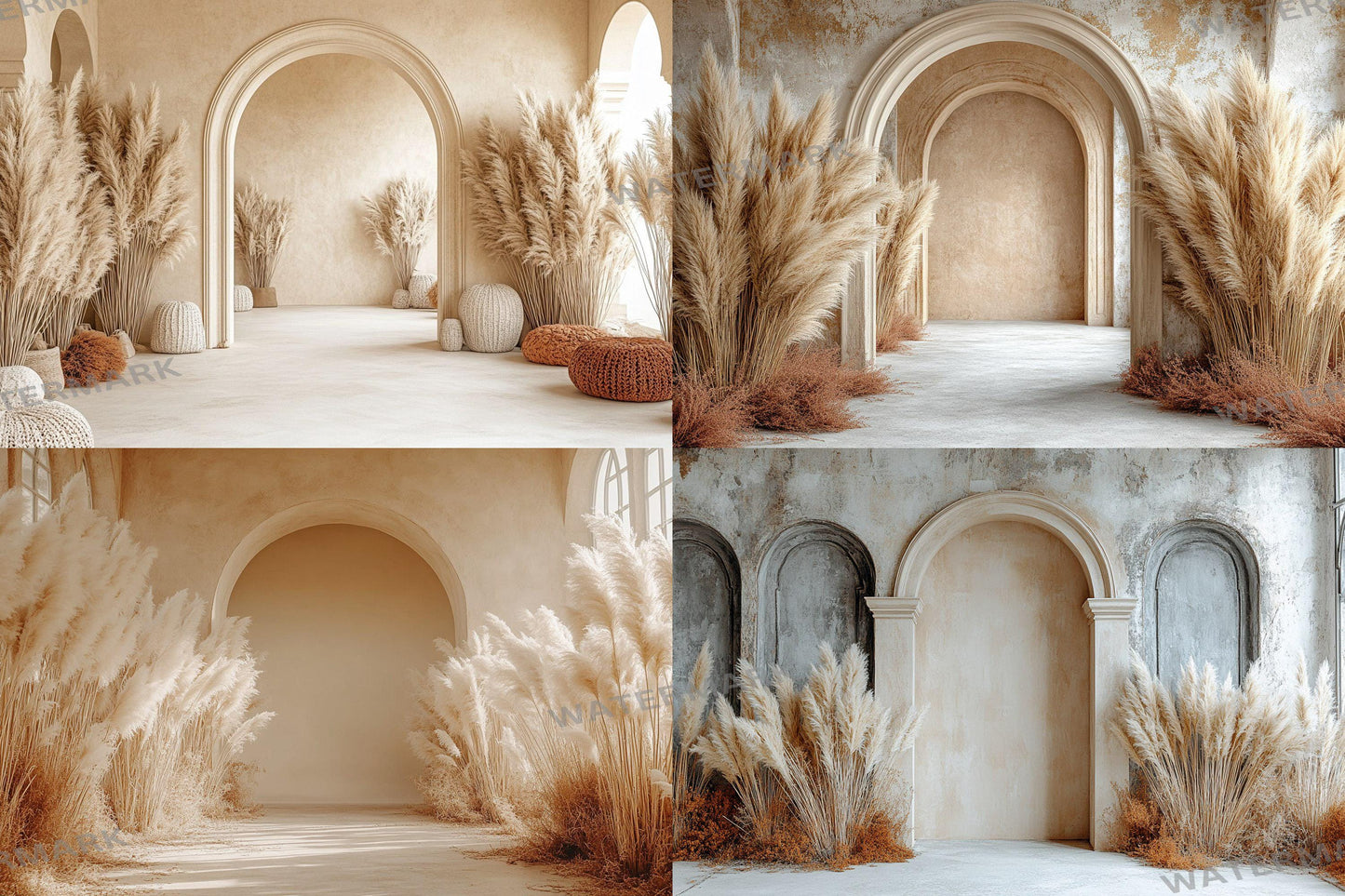 Boho Beige Backdrops - Neutral and Elegant Archway Digital Backdrops, Photoshop & Master Overlays - Wedding and Maternity Backdrops