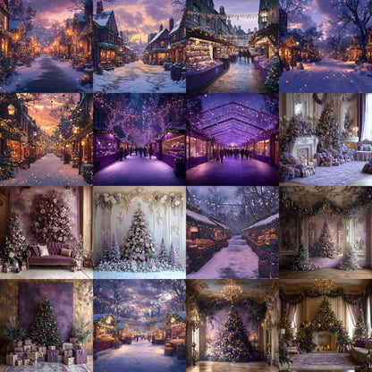 Amethyst Christmas Backdrops | Violet, Purple Christmas Festive Backdrops, Holiday Season Christmas Background