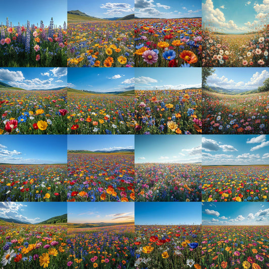 Wildflower Field Digital Backdrops  2High-Resolution PNGs 96x96px for Photography  Commercial Use Available