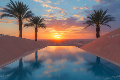 Desert Oasis Backdrops | Desert Backdrop | Tropical Sunset Photoshop Background | Warm Sand Beach Scene | Photography Digital Backdrop
