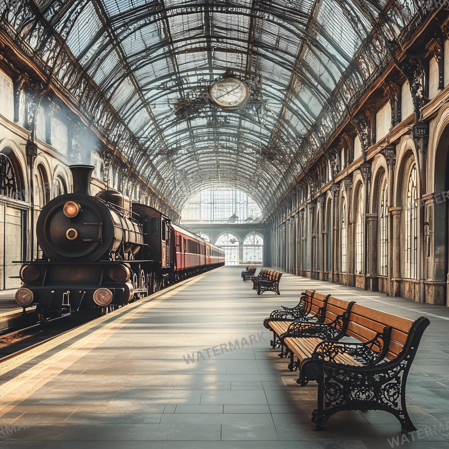 Wizarding School Train Station Backdrops | Magical Platform Backgrounds for Digital Art & Photo Editing