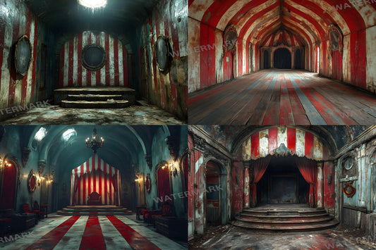 Demonic Carnival Backdrops - 4High-Res Digital Images - Haunted Circus Theme - Horror Photography Background