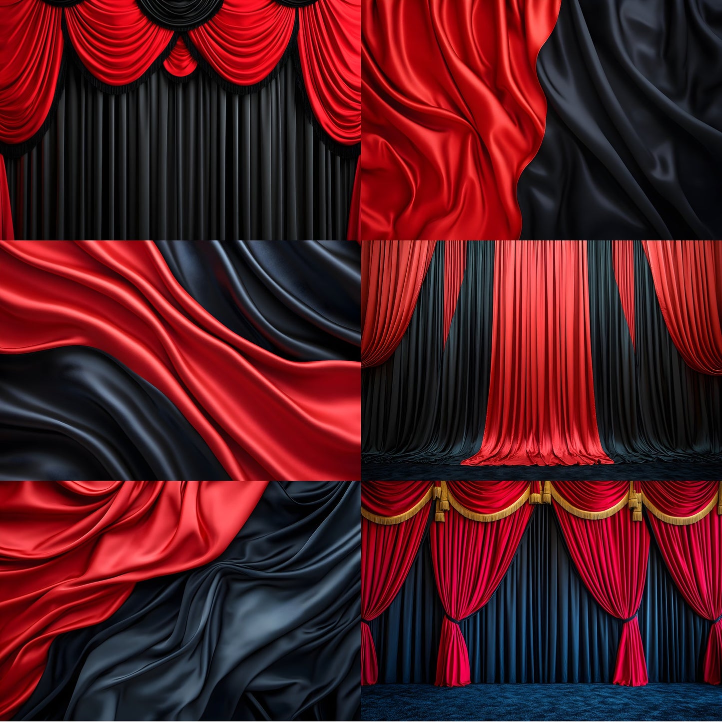 Scarlet Red Black Drapes Photography Backdrop, Digital Background for Portrait, Elegant Photo Booth, Studio Prop