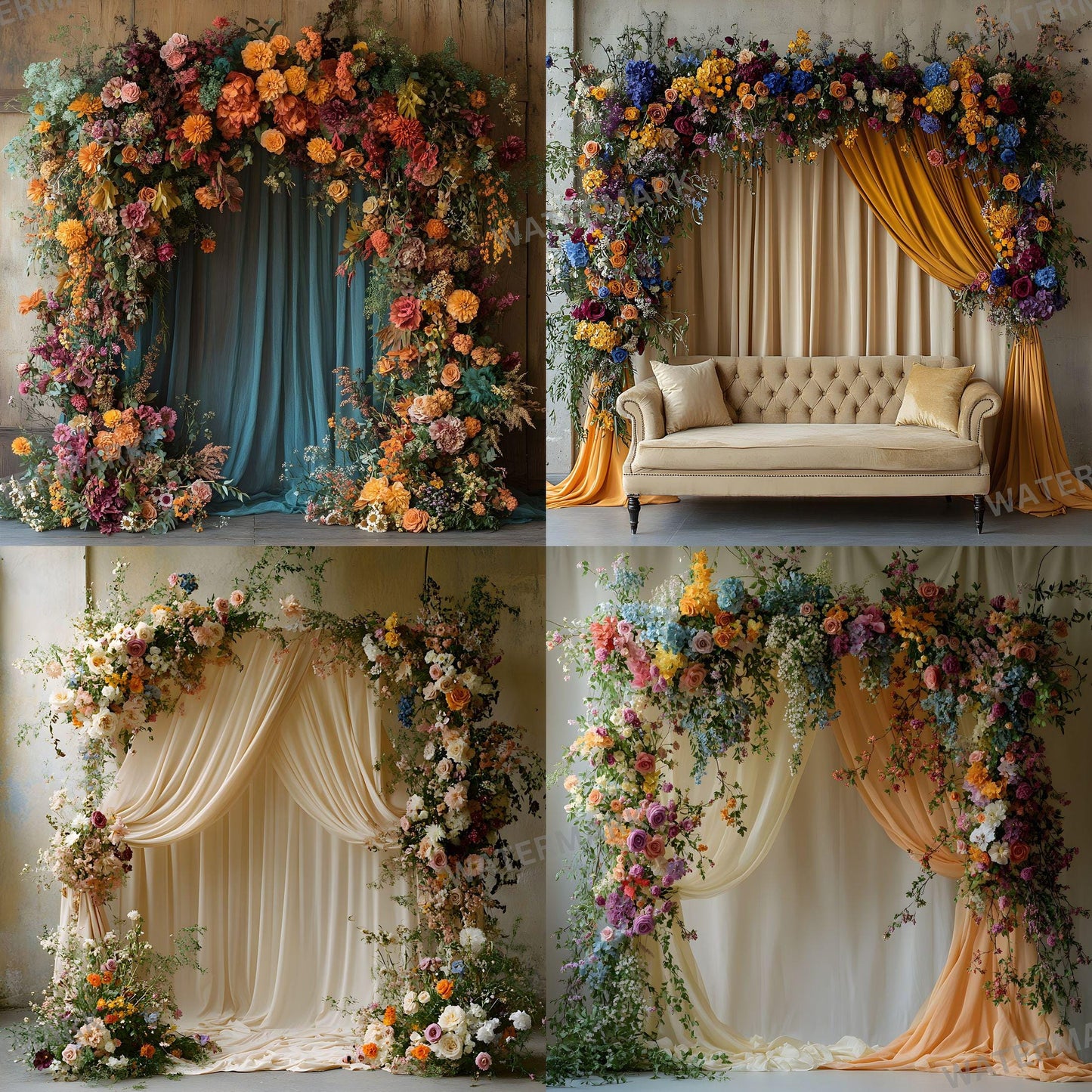 Floral Boho Digital Photography Backdrops - 96x96px Master Overlays for Portraits  Studio Use Ideal Wallpaper Backgrounds