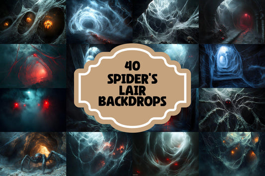 Spider's Lair Backdrops | Dark Cavern | Haunted Webs | Creepy Atmosphere | Digital Backgrounds