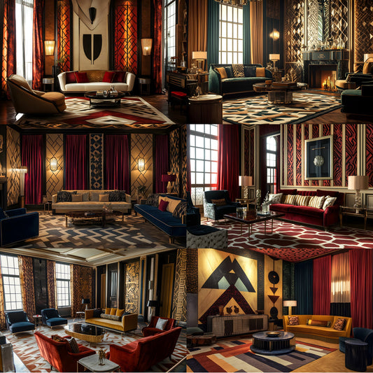 Art Deco Living Room Digital Backdrop, Elegant Interior Background for Photography, Virtual Photo Studio, Zoom Meeting, and Creative Composites