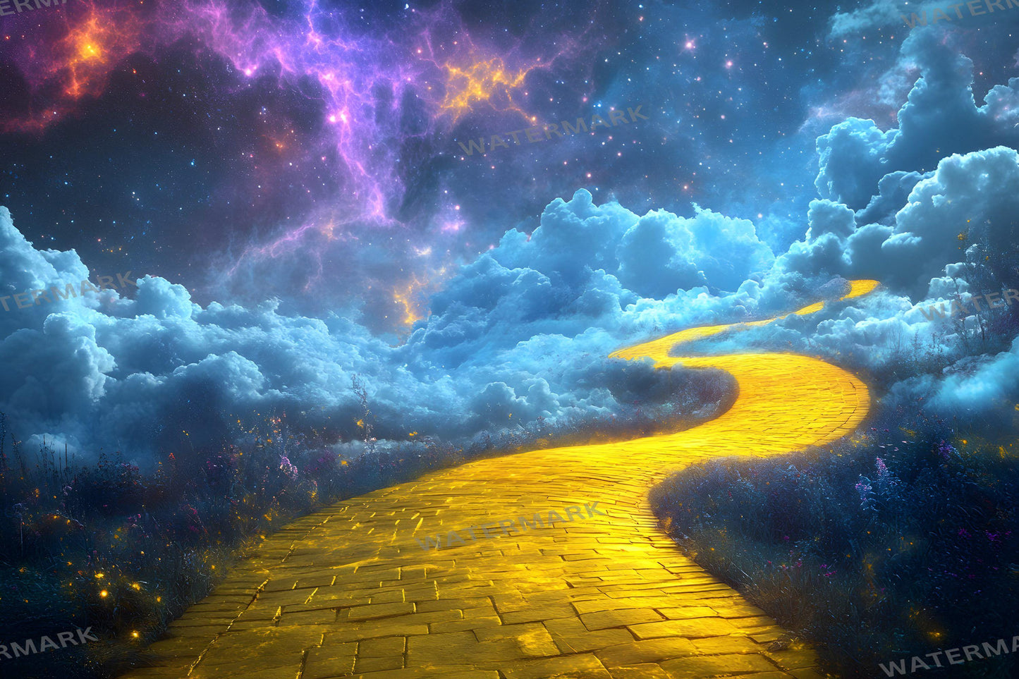 Floating Yellow Brick Road Digital Photography Backdrops - Wizard of Oz Photoshop Overlays - Kids Backgrounds - Digital Master Composites