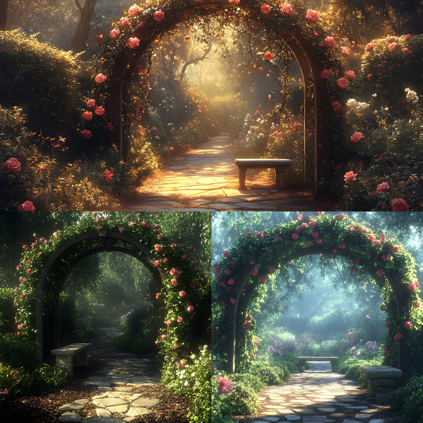 Secret Garden Arbour Digital Backdrop, Floral Arbour Background, Photography Backdrop, Wedding Arbour, Spring Garden Photo Background, Landscape