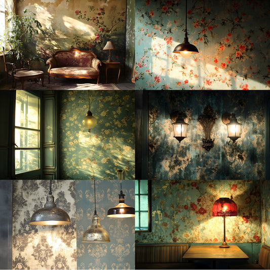 Vintage Wallpaper Room Backdrops, Photography Backgrounds, Digital Download for Portrait Photography,Texture Photo Booth