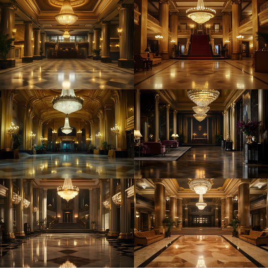 Art Deco Hotel Lobby Digital Backdrop, Elegant Photography Background, Vintage Inspired Photo Prop, for Composites, High-Resolution Images