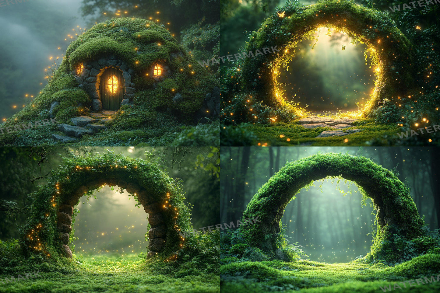 Fairy Forest Backdrops - Enchanted Woodland Scenes, Magical Doorways and Fairy Lights - Photography Master Composites - Fairy Backgrounds